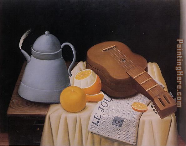 Still Life with Le Journal painting - Fernando Botero Still Life with Le Journal art painting